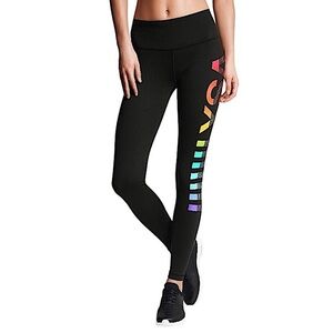 Victoria's Secret Knockout Black Colorful Words‎ Activewear Waistband Leggings M